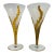 1940s Frosted Glass Wine Flutes With Gold Leaf Motif – Pair For Sale