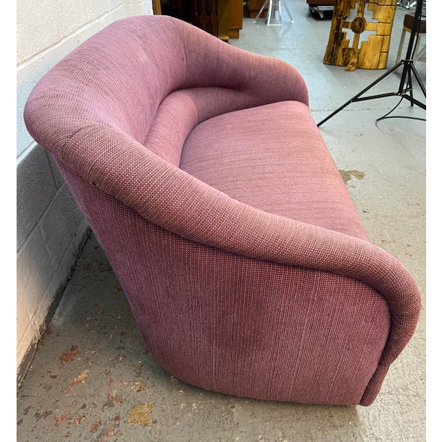 Mauve Vintage Upholstered Mid-Century Modern Sculptural Loveseat For Sale - Image 8 of 15