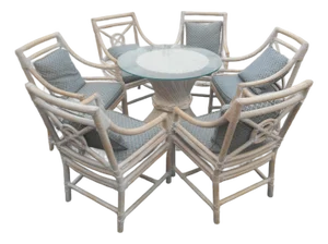 Gorgeous Henry Link Costal Target Back Rattan 7 Piece Dining Set