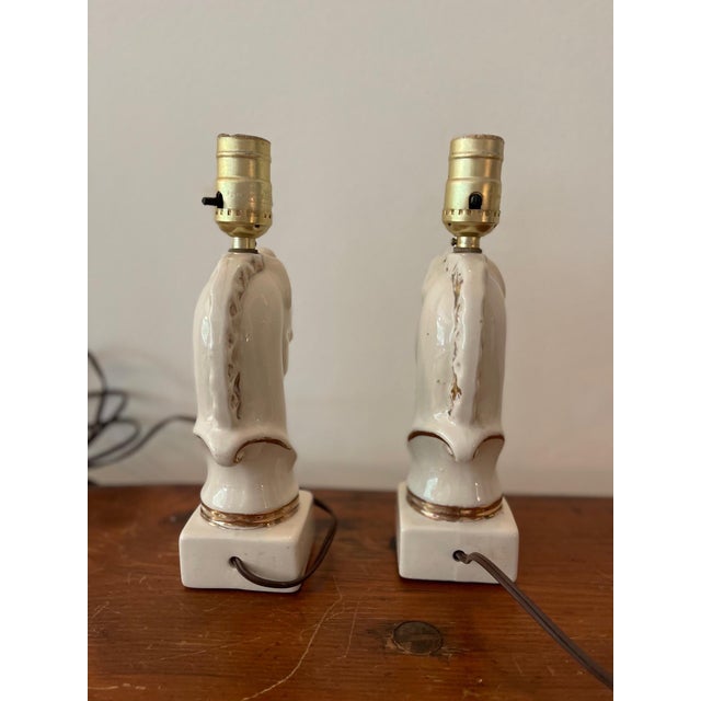 1970s Unicorn Ceramic Table Lamps, Pair For Sale - Image 4 of 5
