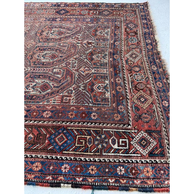 Antique Southwest Khamseh Repeating Circle of Life Boteh Mother-Child Motifs Rug 4.2 x 6.2 For Sale - Image 4 of 11