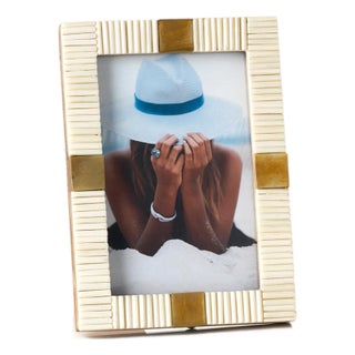 Maha Bone w/ Brass Trim Photo Frame- 4" x 6" For Sale