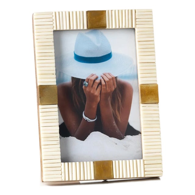 Maha Bone w/ Brass Trim Photo Frame- 4" x 6" For Sale