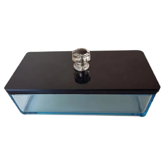 Art Deco Glass Lid Box Storage For Sale