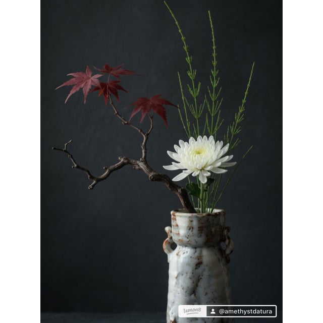 White Japanese Vintage Shino Ware Studio Pottery Vase - Wabi Sabi Ikebana Vessel For Sale - Image 8 of 10