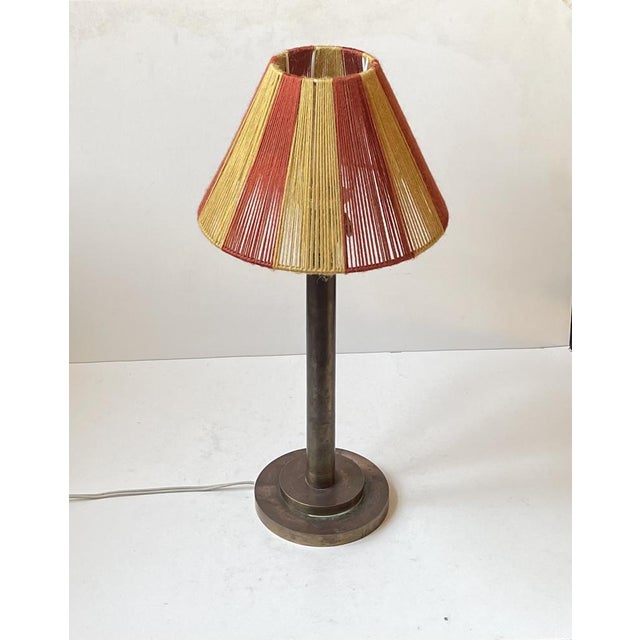 Art Deco Swedish Table Lamp with Wool String Shade, 1940s For Sale - Image 3 of 10