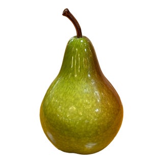 Cohn-Stone Studio Larger-Than-Life Hand Blown Glass Green Comice Pear, Giant For Sale