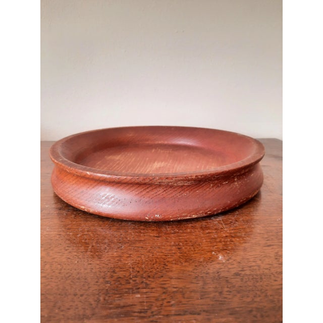 Vintage Rustic Pine Wood Low Bowl For Sale - Image 4 of 7