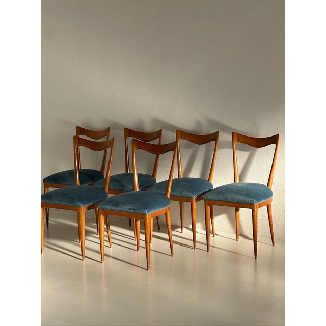 Blue Dining Chairs, 1950s, Set of 6 For Sale - Image 8 of 16