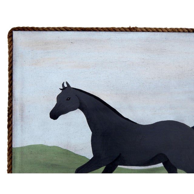 Contemporary Matt Rix, Naïve Style Galloping Horse, Oil Painting For Sale - Image 3 of 11