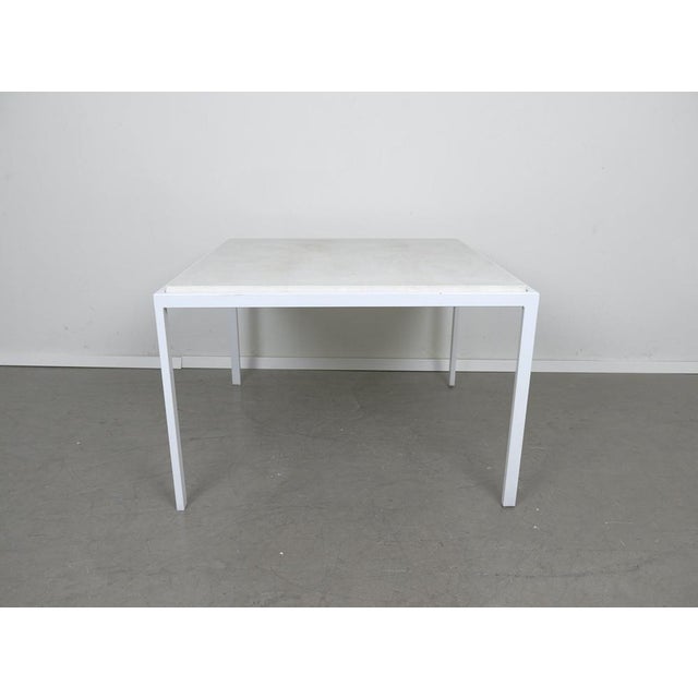 Square White Coffee Table with Inlaid Travertine Table Top, Italy, 1960s For Sale - Image 9 of 18