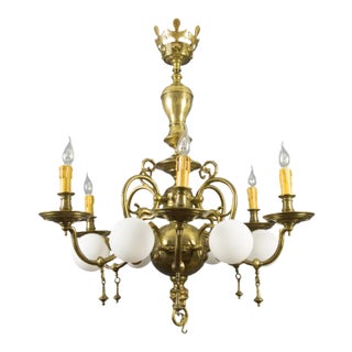 Antique Baroque Brass and Bronze Chandelier For Sale