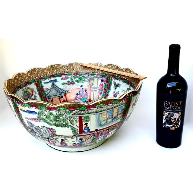 Mid 20th Century Centerpiece 16 1/2" Diameter "Chinese Export" Bowl. Famille Rose For Sale - Image 17 of 17