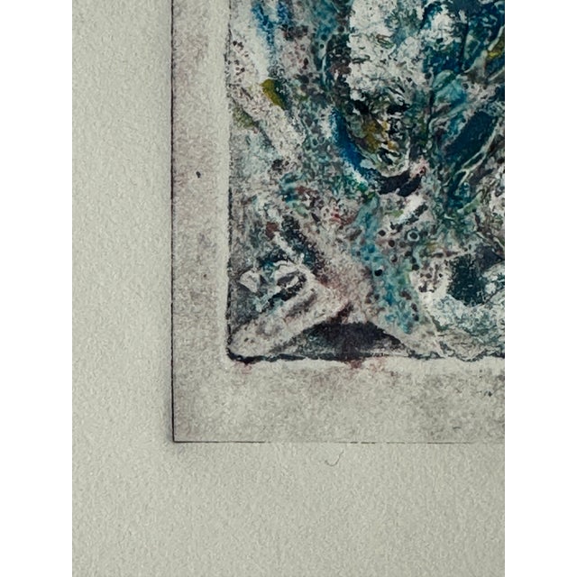 Paper 1970s Pair of Small Blue Abstract Block Prints For Sale - Image 7 of 7