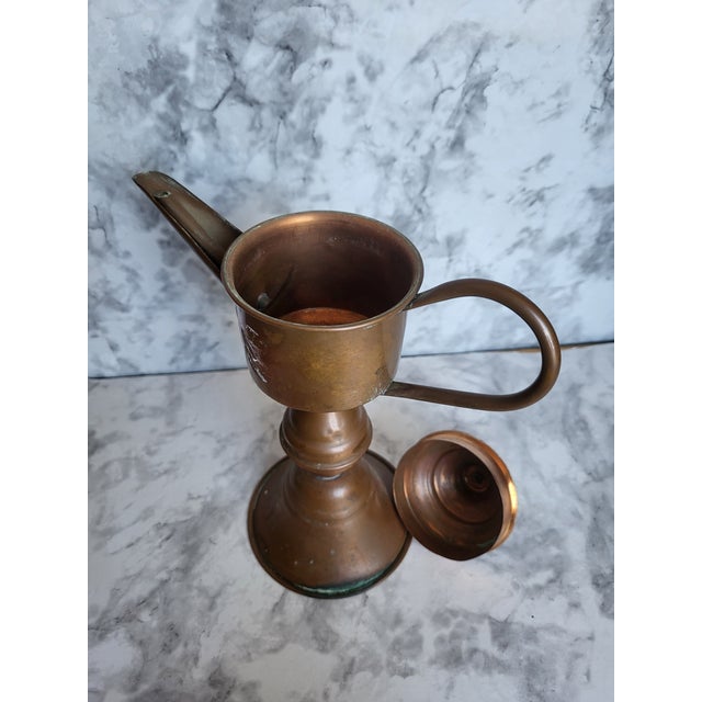 1950s Dutch Copper Pedastal Snotneus Whale Oil Lamp For Sale - Image 10 of 15