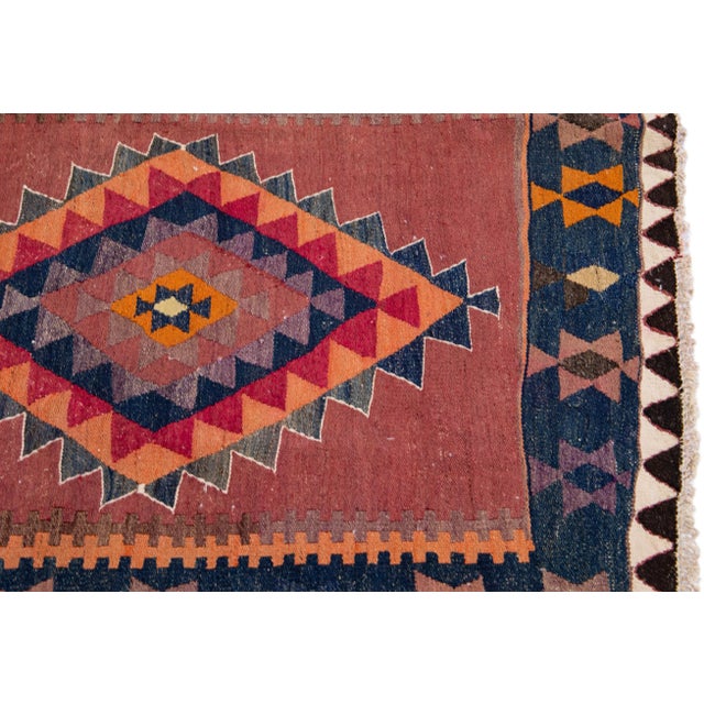 Mid-20th Century Turkish Kilim Red Handmade Tribal Wool Rug For Sale In New York - Image 6 of 8