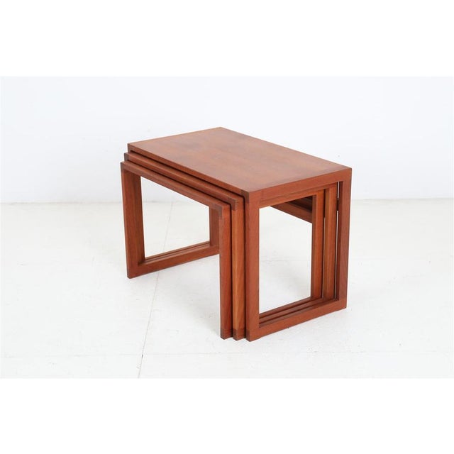 The price is for the set of three. Nesting tables, model “#253,” 1960s–1970s, Denmark. Teak (veneer and solid wood),...