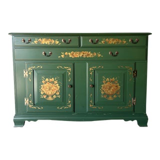 Heywood Wakefield Green Painted Sideboard For Sale
