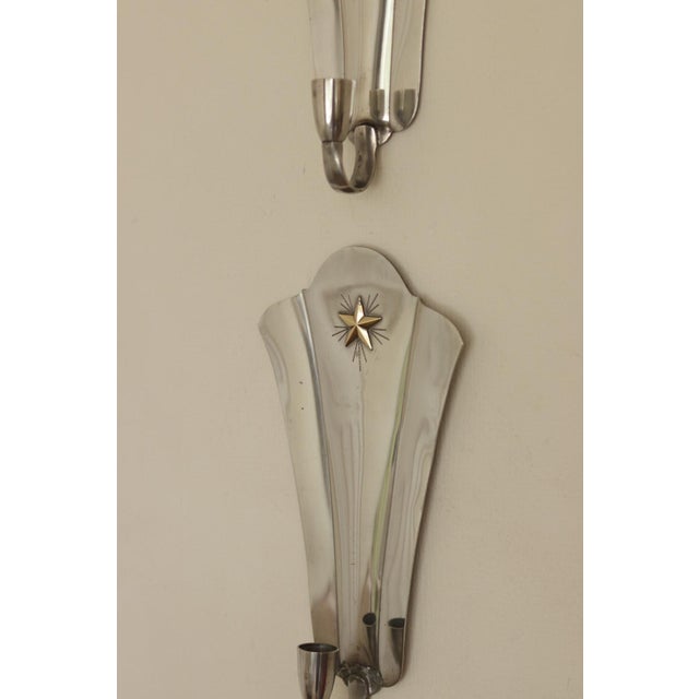 Silver Mid-Century Swedish Pewter Sconces, Set of 2 For Sale - Image 8 of 18