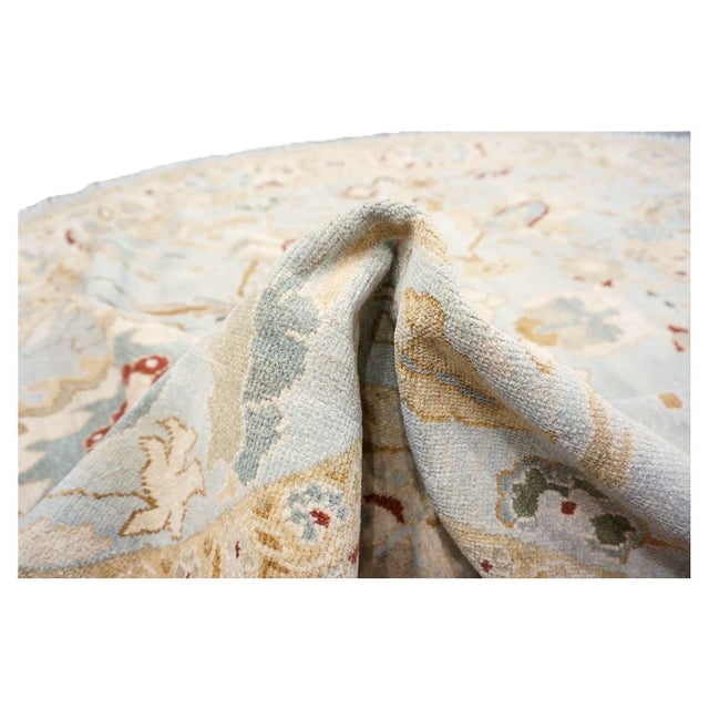 Afghan Sultanabad Wool 8x10 Light Blue, Ivory & Taupe Handmade Oval Area Rug #9902749 For Sale - Image 9 of 9