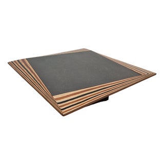 Vintage Coffee Table in Slate and Laminated Wood by Afra and Tobia Scarpa, 1970s For Sale