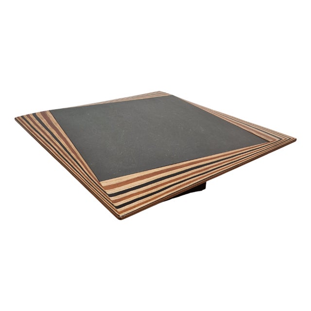 Vintage Coffee Table in Slate and Laminated Wood by Afra and Tobia Scarpa, 1970s For Sale