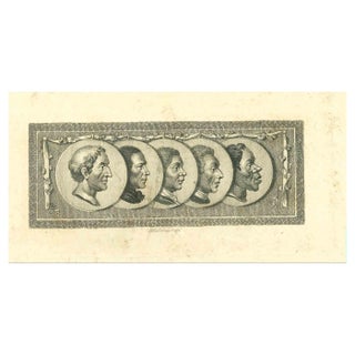 Thomas Holloway, Heads of Men, Original Etching, 1810 For Sale