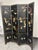 Mid 20th Century Chinese Black Lacquer Four-Panel Folding Screen + Soapstone Inlay, Vintage For Sale - Image 5 of 12