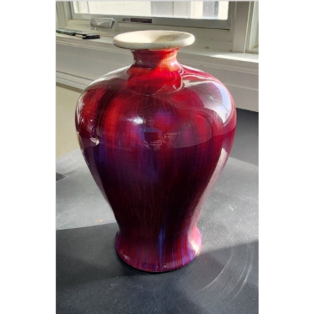 Stunning Marked Chinese Jingdezhen Oxblood Flambe Vase For Sale - Image 10 of 13