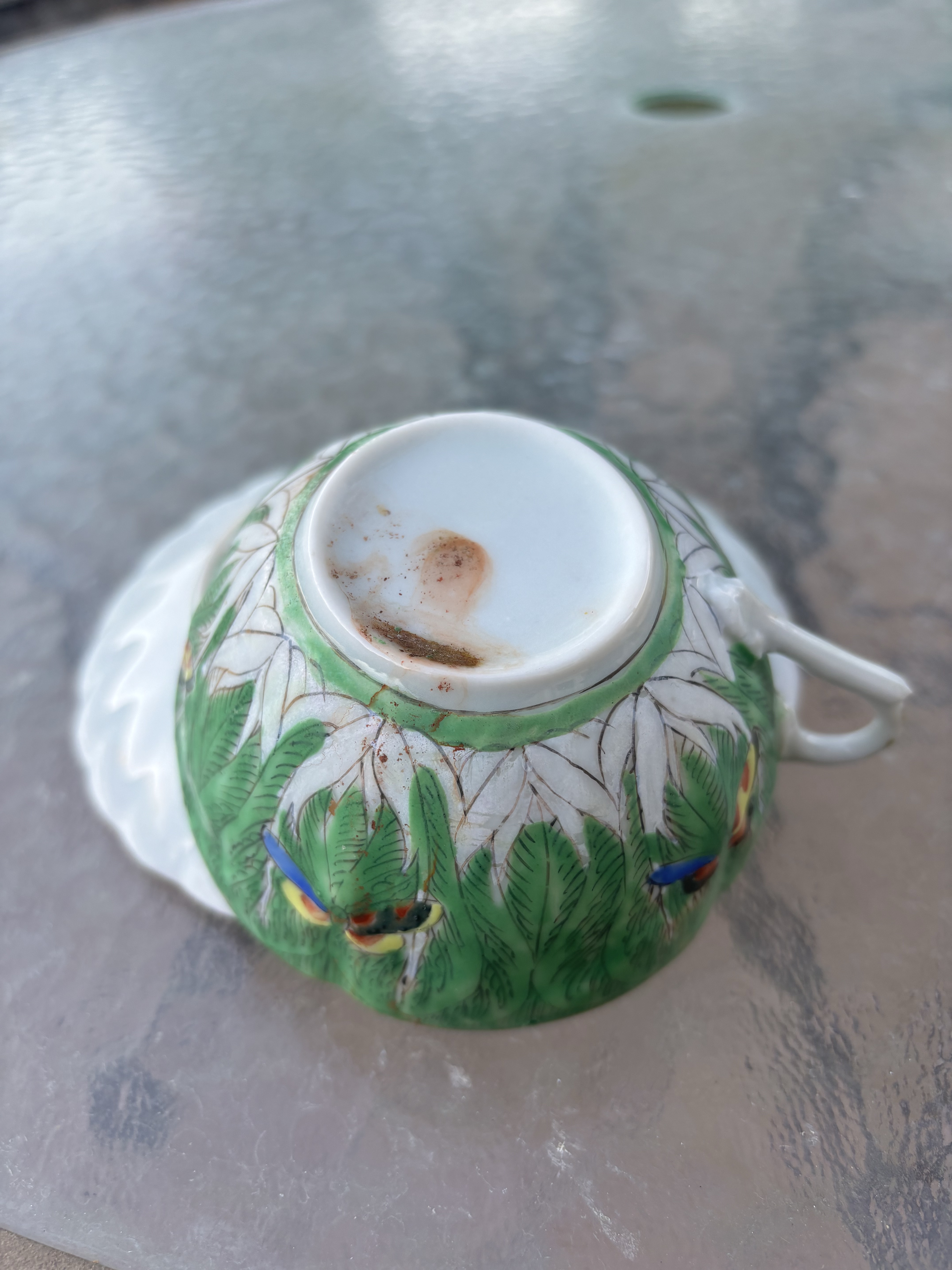 Circa 1850-1890 Chinese Export Bok Choy Tea Cup and Saucer | Chairish