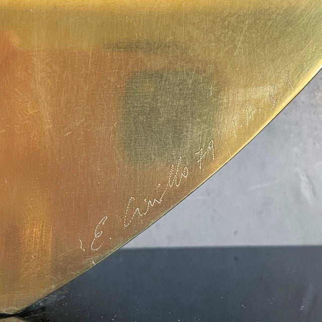 Edmondo Cirillo, Italian Brutalist Style Sculpture, 1979, Gilt Metal on Plastic Base For Sale - Image 12 of 13