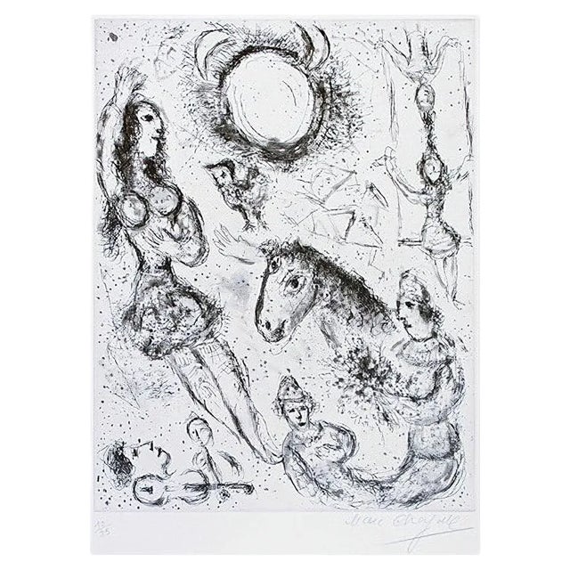 Les Danseurs à la Lune - Original Etching by Marc Chagall - 1967 1967 For Sale