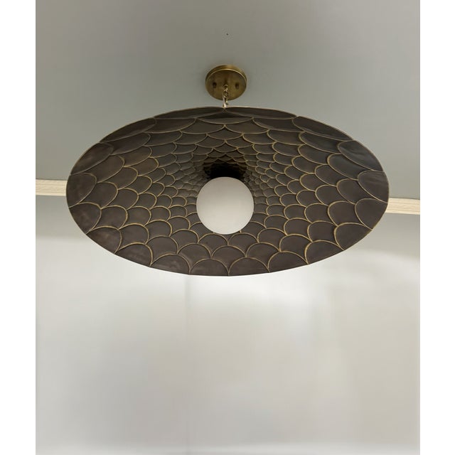 Fish Scales Style Brass Flush Mount Ceiling Light Fixture For Sale - Image 4 of 9