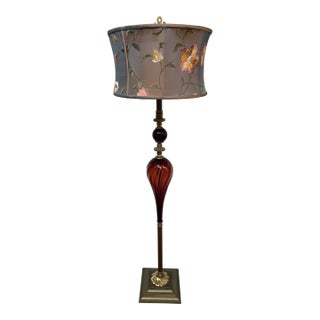 Kinzig Design Metal + Blown Glass Floor Lamp For Sale