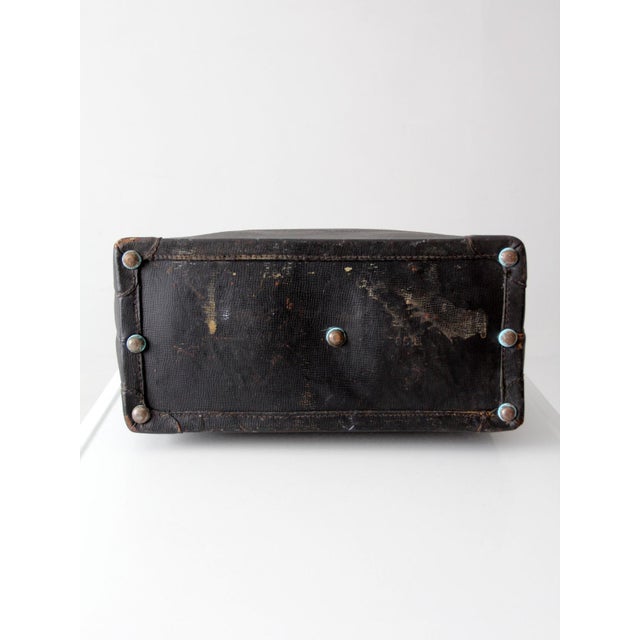 Antique Black Leather Doctor's Bag For Sale - Image 10 of 12