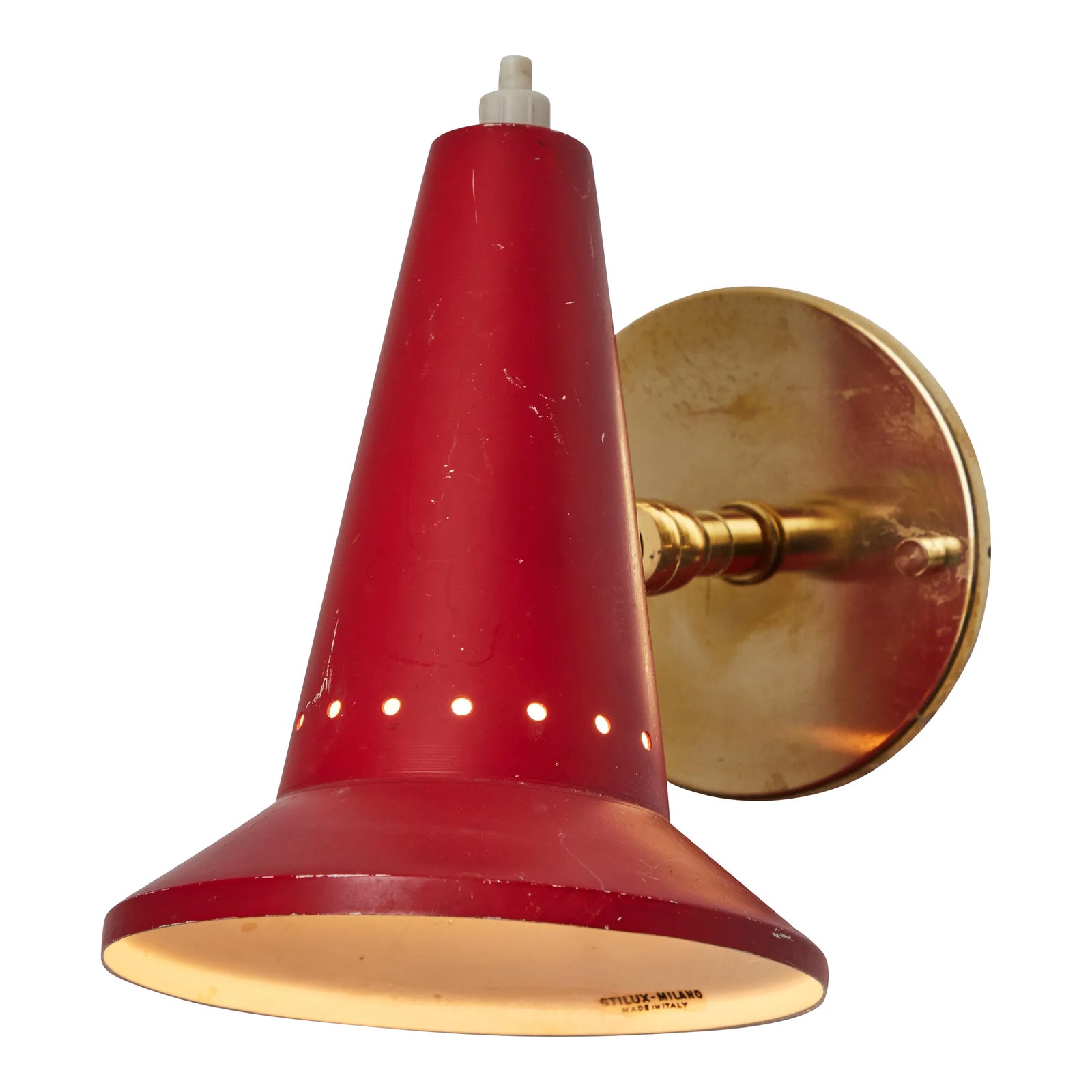 1960s Stilux Milano Red Perforated Articulating Sconce | Chairish