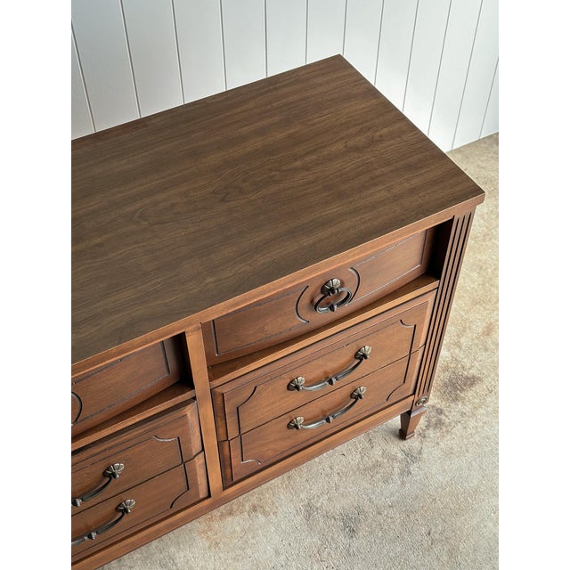 Vintage Walnut Triple Dresser by Ward Furniture, C. 1970s For Sale - Image 13 of 18