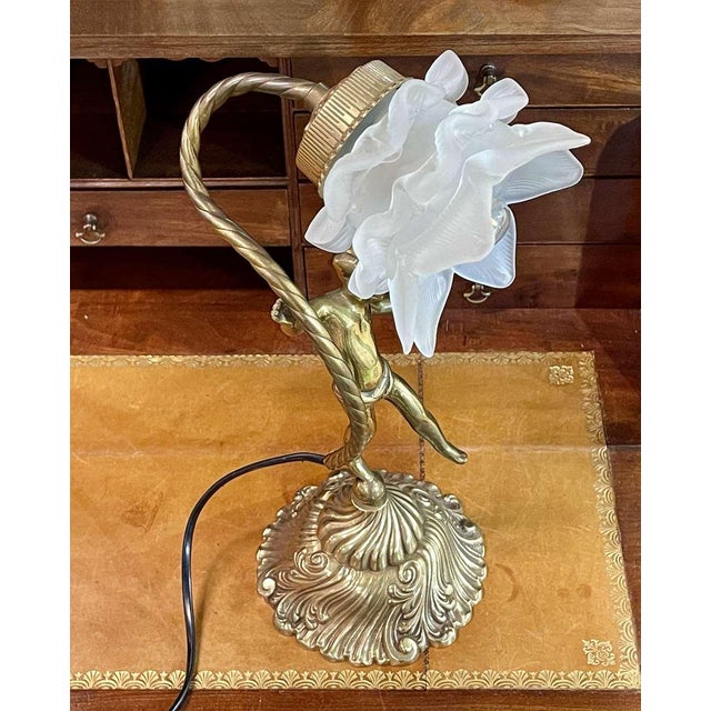 Tulip Lamp in Bronze and Glass, 1970s For Sale - Image 4 of 11