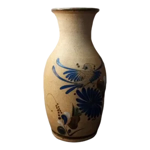 1980s Signed Tonala Mexican Folk Art Unglazed Palace Vase