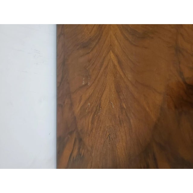 1930s Pair of Original French Double Legged Burl Walnut and Glass Consoles For Sale - Image 10 of 12