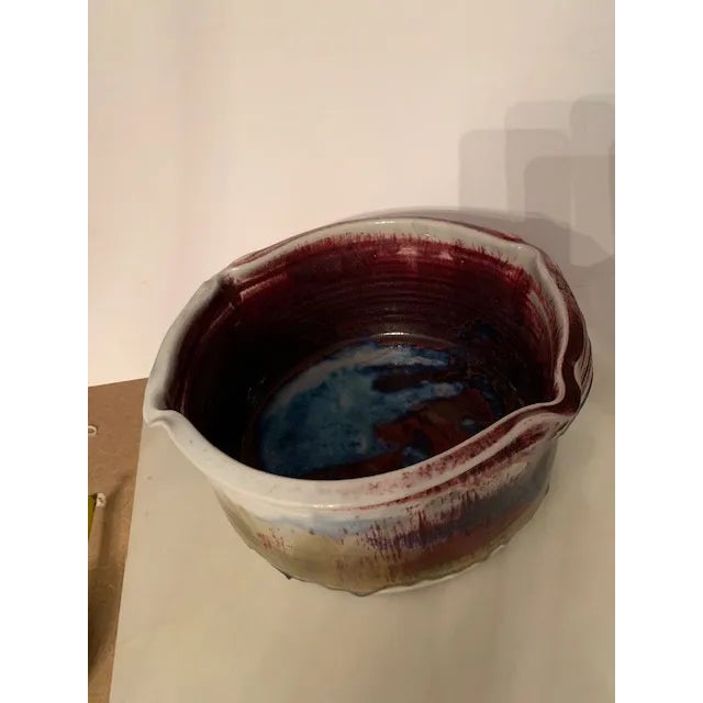 Rare Large Stoneware Art glazes in stoneware pottery Signed . Pottery Made More Beautiful, Precious, Beautiful Huge 12″...