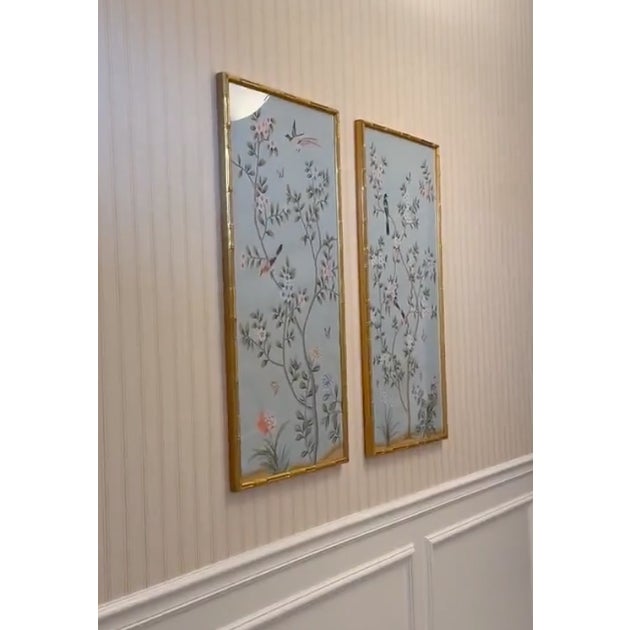 36" *72"/Panel, a Set of 2 Panels Blue Chinoiserie Printed Wallpaper Panels For Sale - Image 6 of 6