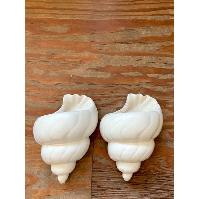 Hollywood Regency Vintage Boho Plaster Shell Light Sconce - A Pair For Sale - Image 3 of 12