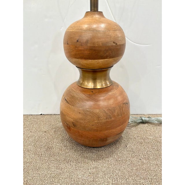 Jamie Young Jamie Young Wood & Brass Gourd Lamp. For Sale - Image 4 of 5