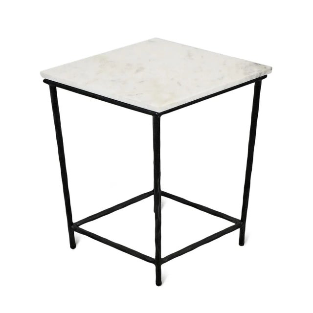 Contemporary Marble & Iron Diamond Side Table For Sale - Image 3 of 7