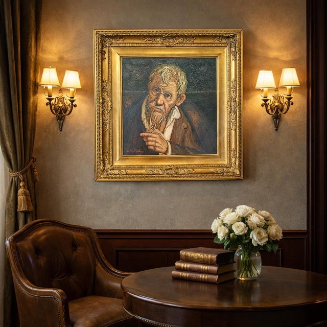 A splendid, authentic work by the Salerno-born master Tullio Grassi (1921-1999), titled "Old Man with a Pipe." The...