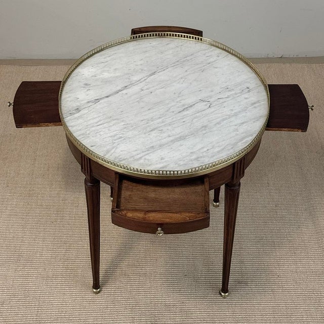 Antique French Louis XVI Mahogany Marble Top Bouillotte Table For Sale - Image 13 of 18