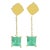 Natural Colombian Emerald Square cut drop Earrings in 18k solid gold For Sale
