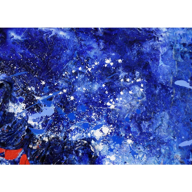 Blue Red Underneath - Textured Expressionist Composition in Acrylic by Charles David Francis For Sale - Image 8 of 9