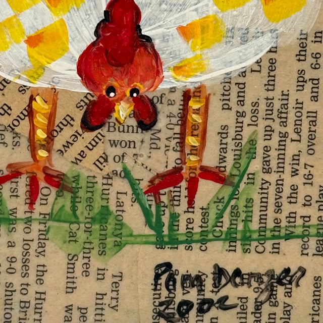 White Vintage Farmhouse Chicken Decoupage Framed Paintings - A Trio For Sale - Image 8 of 12